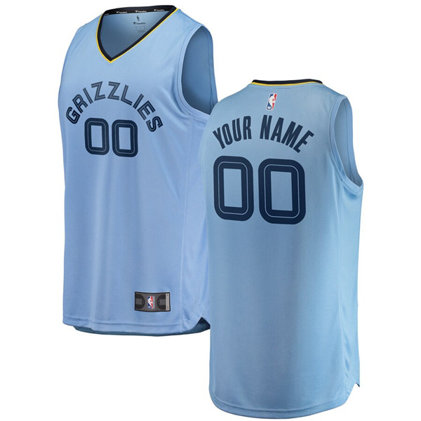 Men's Memphis Grizzlies Active Player Blue Custom Stitched NBA Jersey